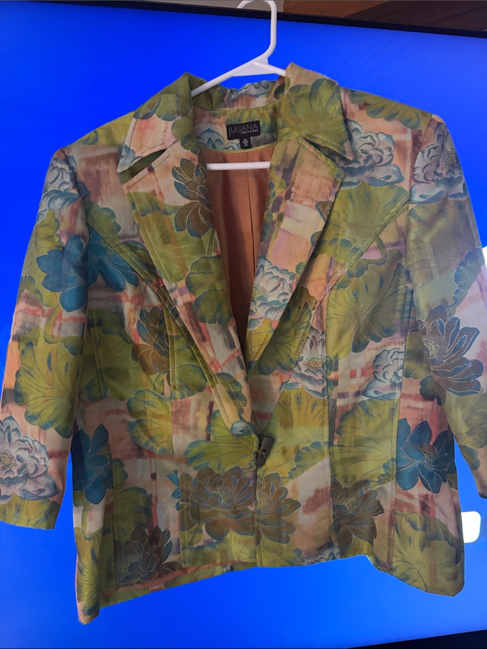 Juliana Green Floral Linen-Blend Women's Blazer